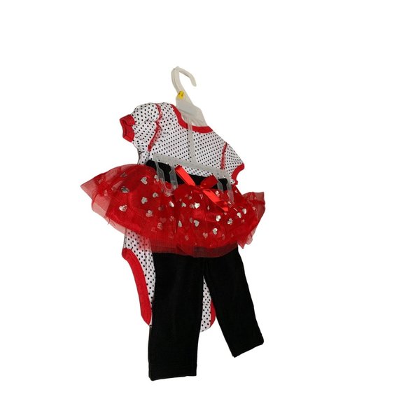 New DDG Darlings Infant Baby Girl Size 3 6  months Red 2 pc set Short Sleeve pol - Picture 2 of 2